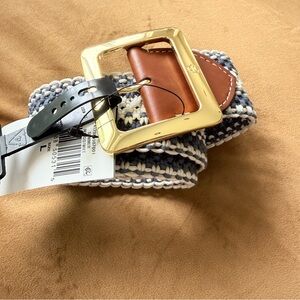 Lauren Ralph Lauren Indigo White Braided Belt